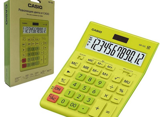 Калькулятор настольный полноразмерный Casio GR-12C-GN 12-разрядный салатовый